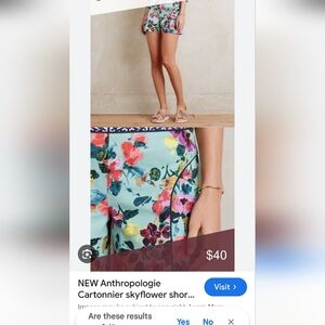 Anthropologie Cartonnier Floral Mini Short Size 8 - Multicolor